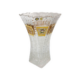 Bohemia Crystal Vase -Hand Cut -Gold -27.5 cm