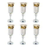 Bohemia Crystal Flute Set, 6 Pieces -Gold -150 ml