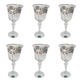 Bohemia Crystal Goblet Set, 6 Pieces -Silver -220 ml