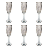 Bohemia Crystal Flute Set, 6 Pieces -Silver