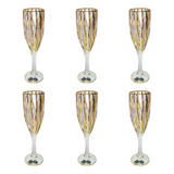 Bohemia Crystal Flute Set, 6 Pieces -Gold