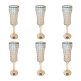 Bohemia Crystal Flute Diamond Set, 6 Pieces -Gold -120 ml