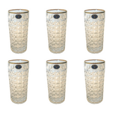 Bohemia Crystal Longdrink Diamond Set, 6 Pieces -Gold -260 ml