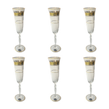 Bohemia Crystal Flute Set, 6 Pieces -Gold