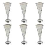 Bohemia Crystal Flute Set, 6 Pieces -Silver