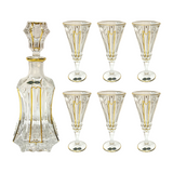 Bohemia Crystal Bottle & Goblet Set, 7 Pieces -Gold