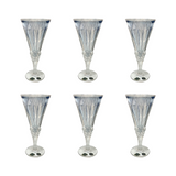 Bohemia Crystal Goblet Set, 6 Pieces -Blue & Silver