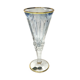 Bohemia Crystal Goblet Set, 6 Pieces -Blue & Gold