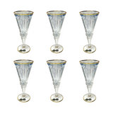 Bohemia Crystal Goblet Set, 6 Pieces -Blue & Gold