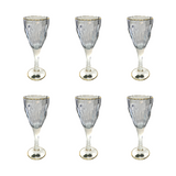 Bohemia Crystal Goblet Set, 6 Pieces -Blue & Gold