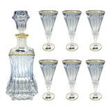 Bohemia Crystal Bottle & Goblet Set, 7 Pieces -Blue & Gold