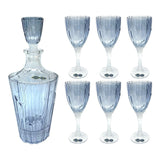 Bohemia Crystal Bottle & Goblet Set, 7 Pieces -Blue