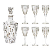 Bohemia Crystal Bottle & Goblet Set , 7 Pieces - Silver