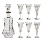 Bohemia Crystal Bottle & Goblet Set, 7 Pieces -Silver
