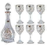 Bohemia Crystal Bottle & Goblet Set, 7 Pieces -Gold
