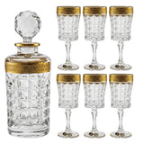 Bohemia Crystal Diamond Drink Set, 7 Pieces -Gold