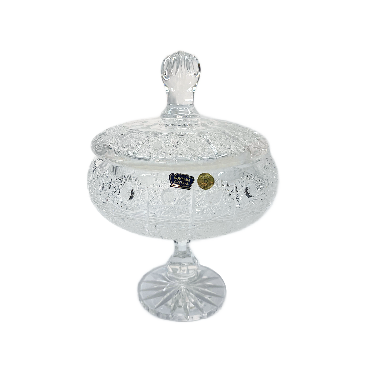 Bohemia Crystal Bonbonniere with Cover and Base -Hand Cut -16.5 cm