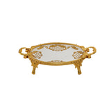 Oval Porcelain Plate with Handles and Legs -Gold