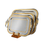 Elegant Gioiel Tray with Handles, 3 Pieces -Made in Italy -Silver & Gold -Stainless Steel 18/10