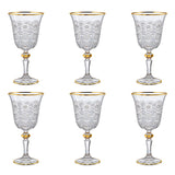 Bohemia Crystal Goblet Set, 6 Pieces -Gold -220 ml