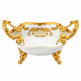 Square Porcelain Plate with Handles and Legs -Gold -20 cm
