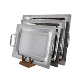 Elegant Gioiel Rectangular Tray with Handles, 3 Pieces -Made in Italy -Silver -Stainless Steel 18/10