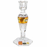 One Crystal Candle Holder with Gold Floral Decoration -19.5 cm