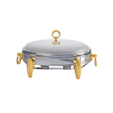 Oval Food Warmer with 2 Candles -3 Lit. -Stainless Steel 18/10 & Tempered Glass