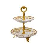 2 Porcelain Tier with Legs -Gold