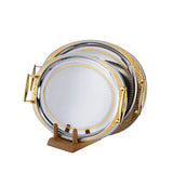 Elegant Gioiel Oval Tray with Handles, 2 Pieces -Made in Italy -Silver & Gold -Stainless Steel 18/10