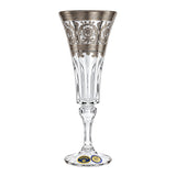 Bohemia Crystal Flute Set, 6 Pieces -Silver