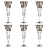 Bohemia Crystal Flute Set, 6 Pieces -Silver