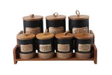 Spices Set, 7 Pieces -Black & Beige