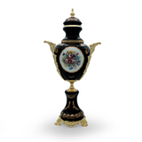 Limoge Rostema Potiche with Base & Gold Plated Handles -Cobalt Blue & Gold -53 cm