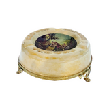 Limoge Rostema Ashtray with Gold Plated Legs -Romeo & Juliet -Beige & Gold -14x14x5 cm