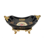 Limoge Rostema Plate with Gold Plated Handles & Legs -Cobalt Blue & Gold -20x11x8 cm