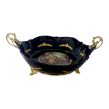 Limoge Rostema Plate with Gold Plated Handles & Legs -Romeo & Juliet -Cobalt Blue & Gold -21x20x7 cm