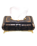 Limoge Rostema Rectangular Tissue Box with Gold Plated Legs -Cobalt Blue & Gold -30x19x11 cm