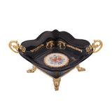 Limoge Rostema Plate with Gold Plated Handles & Legs -Cobalt Blue & Gold -19x19x7 cm