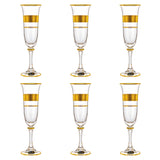 Bohemia Crystal Flute Set, 6 Pieces -Gold -150 ml