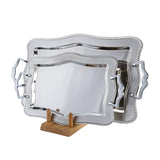 Nehir Tray with Handles, 2 Pieces -Stainless Steel -Silver Matt