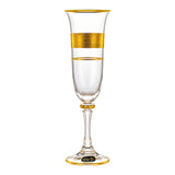 Bohemia Crystal Flute Set, 6 Pieces -Gold -150 ml