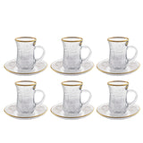 Bohemia Crystal Teacups, 6 Pieces -Gold