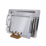 Nehir Tray with Handles, 2 Pieces -Stainless Steel -Silver