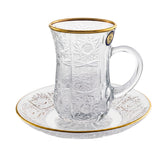 Bohemia Crystal Teacups, 6 Pieces -Gold