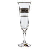 Bohemia Crystal Flute Set, 6 Pieces -Silver -150 ml