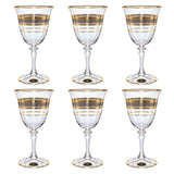 Bohemia Crystal Goblet Set, 6 Pieces -Silver & Gold