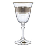 Bohemia Crystal Goblet Set, 6 Pieces -Silver