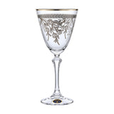 Bohemia Crystal Goblet Set, 6 Pieces -Silver