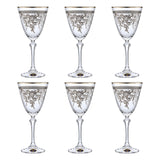 Bohemia Crystal Goblet Set, 6 Pieces -Silver